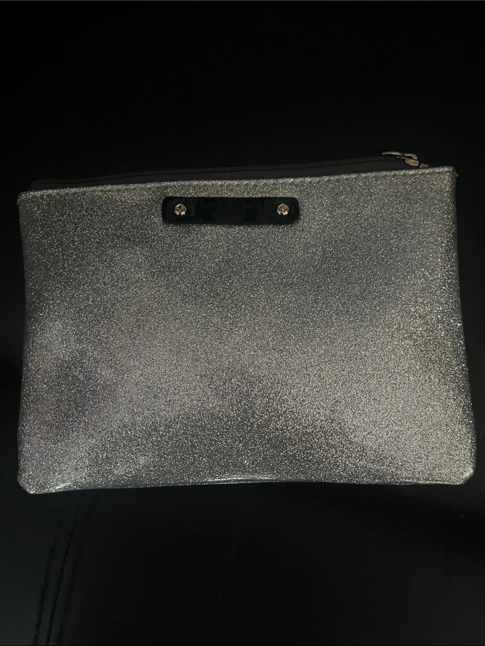 kate spade Silver Glitter Cosmetic Pouch